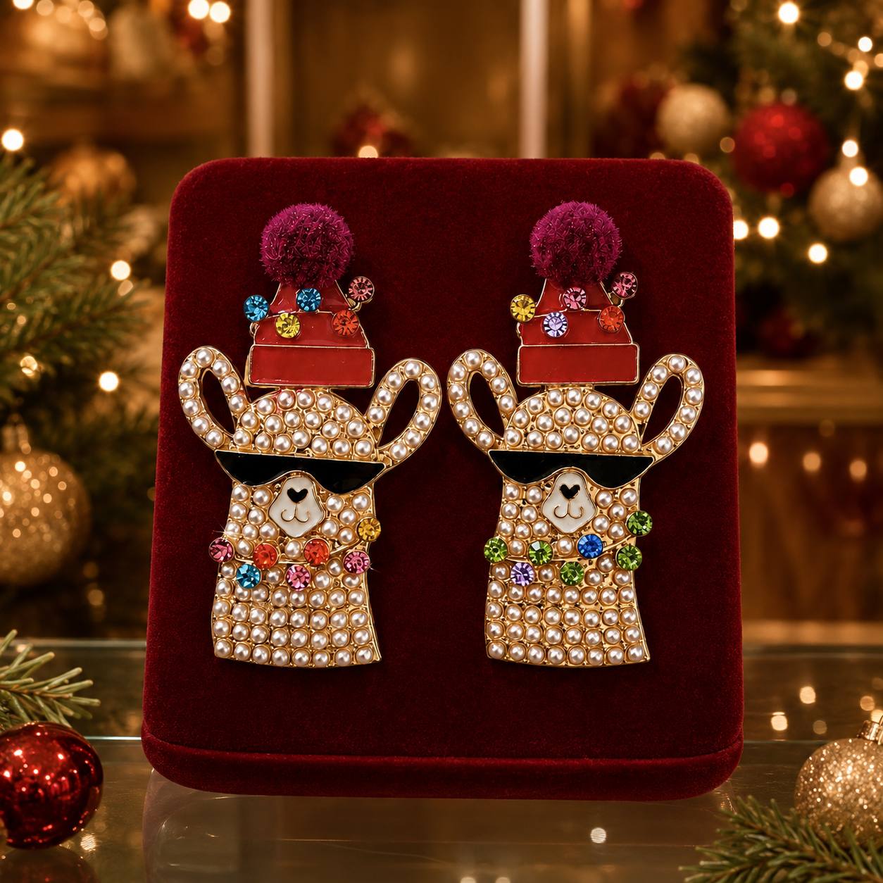 Aretes llama, 8cm · Accesorios Navideños · Santa Shop Guatemala