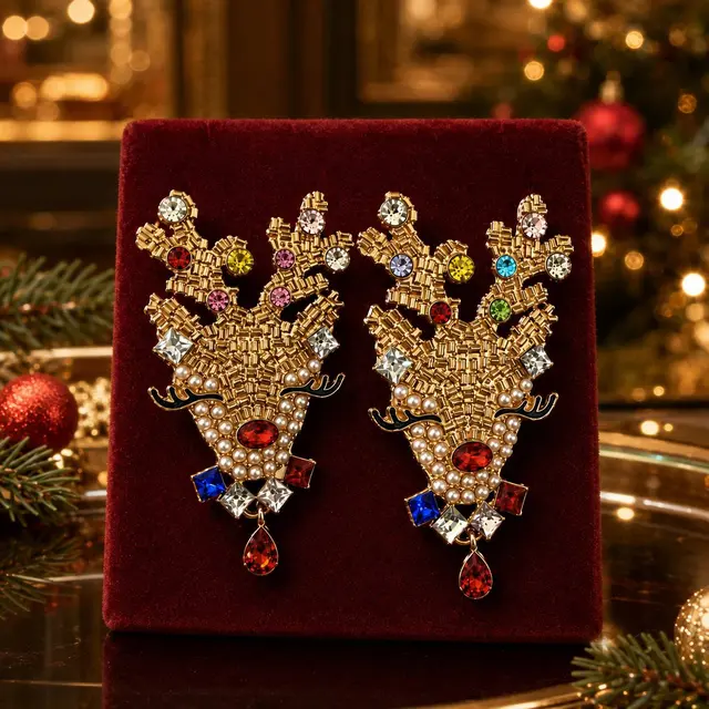 Aretes Reno Pestañas, 8cm · Accesorios Navideños · Santa Shop Guatemala