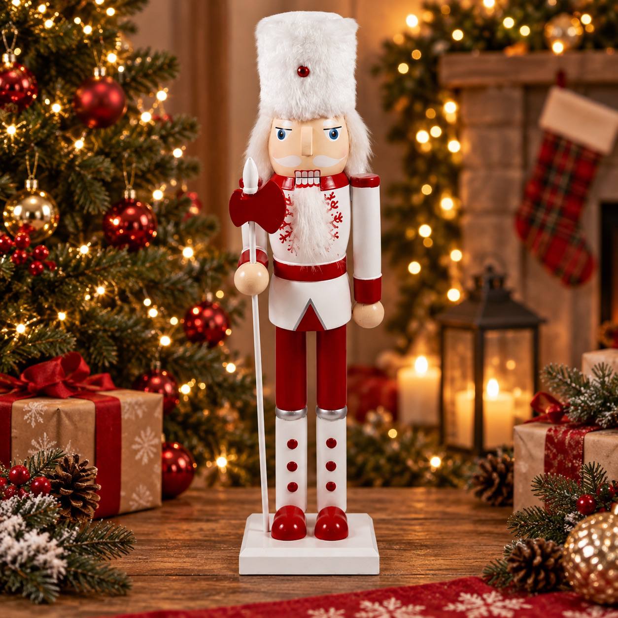 Rojo y Blanco Hacha 40cm · Cascanueces · Santa Shop Guatemala