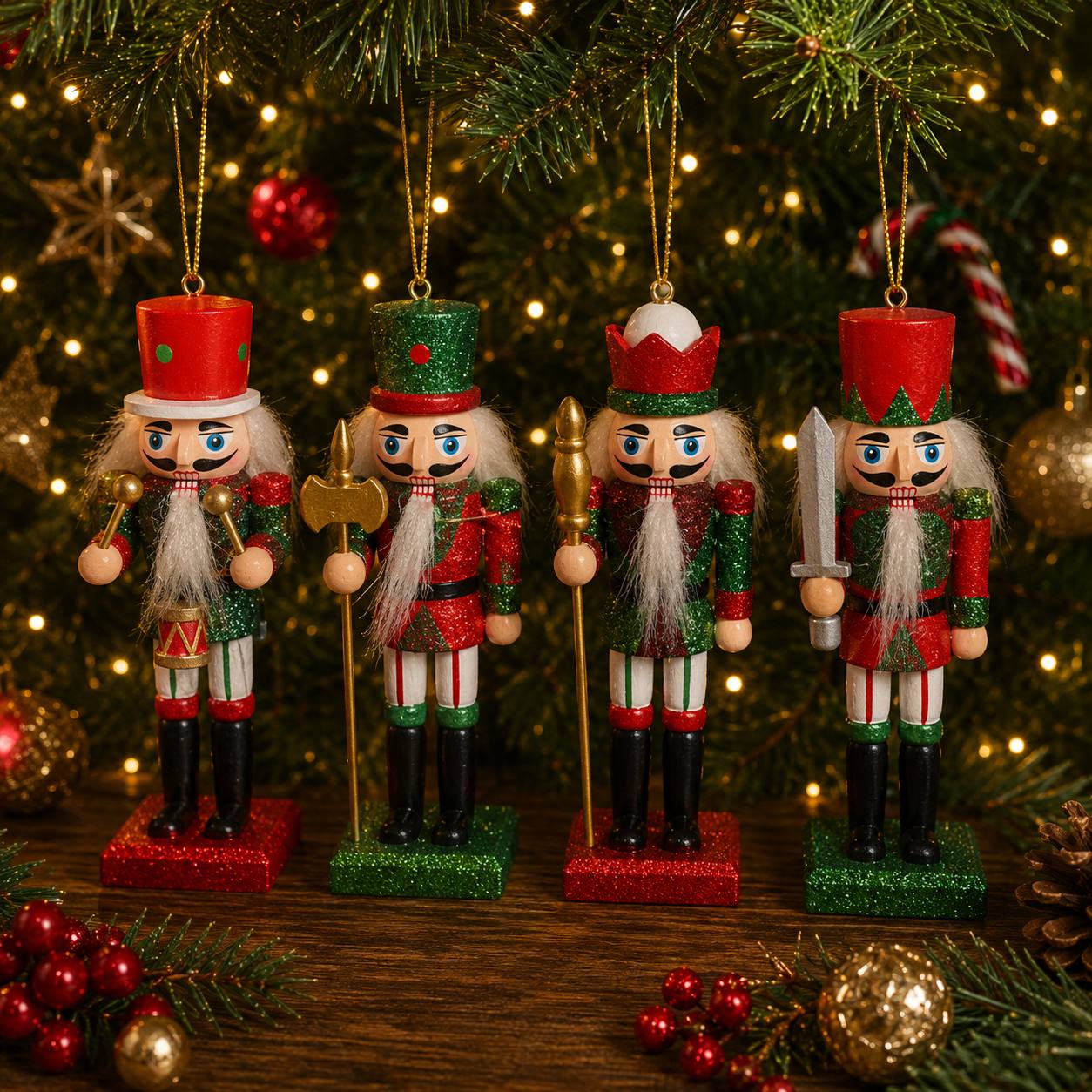 Set Verde Glitter 14cm · Cascanueces · Santa Shop Guatemala