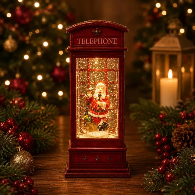 Cabina Telefónica Santa, 30cm · Globos de Nieve · Santa Shop Guatemala