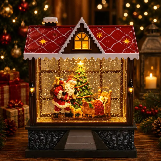 Casita Santa Niño, 28cm · Globos de Nieve · Santa Shop Guatemala