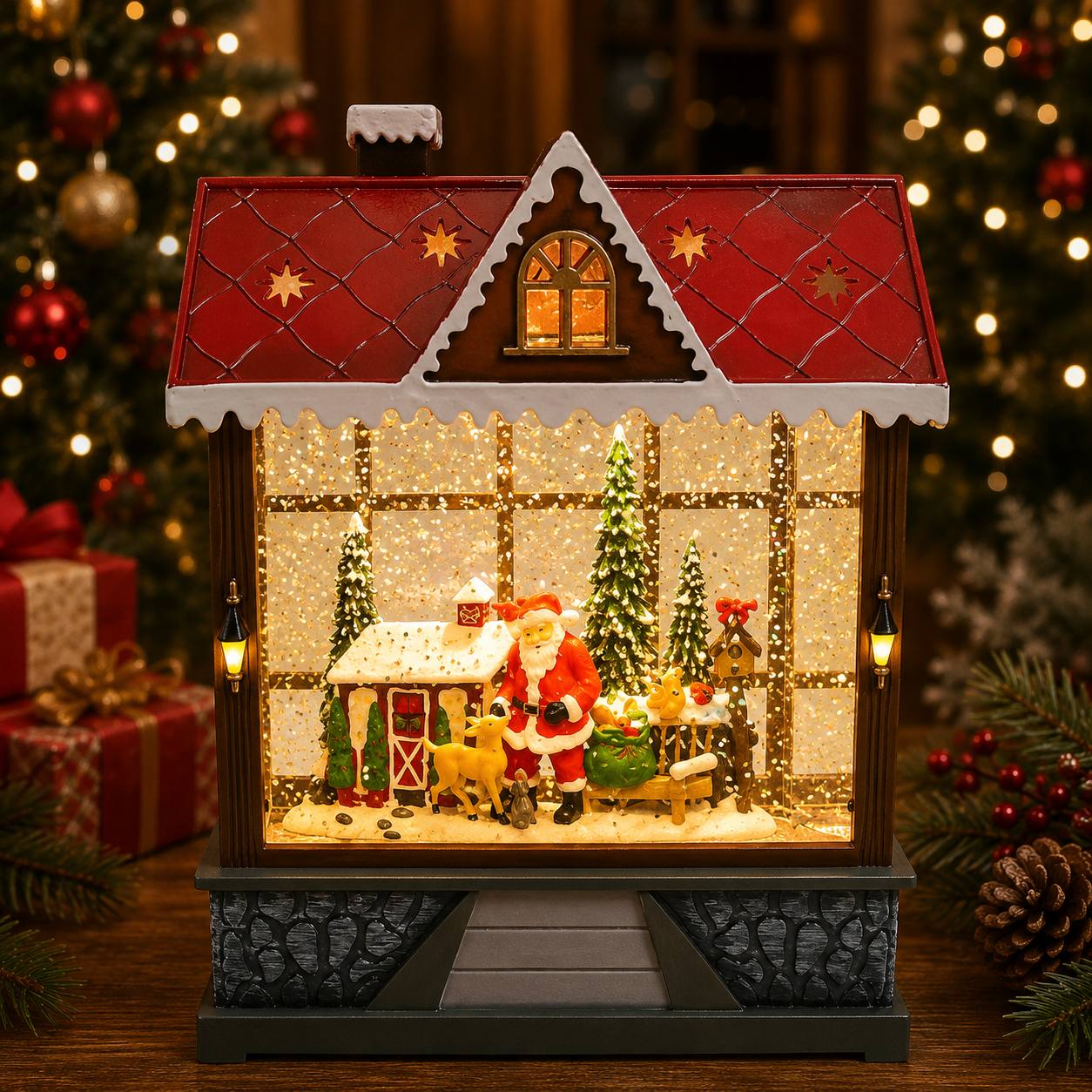 Casita Santa Venado, 28cm · Globos de Nieve · Santa Shop Guatemala