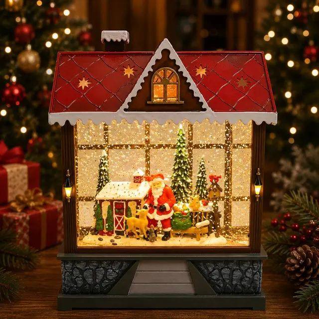 Casita Santa Venado, 28cm · Globos de Nieve · Santa Shop Guatemala
