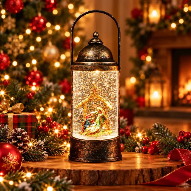 Farol Cilindro Nacimiento, 30cm · Globos de Nieve · Santa Shop Guatemala