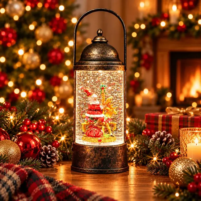 Farol Cilindro Santa, 30cm · Globos de Nieve · Santa Shop Guatemala