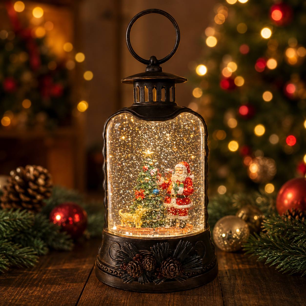 Farol Guirnalda Santa, 28cm · Globos de Nieve · Santa Shop Guatemala