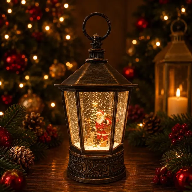 Farol Hexagonal Santa, 30cm · Globos de Nieve · Santa Shop Guatemala