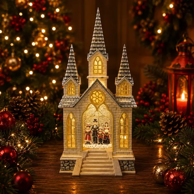 Iglesia Villancicos Iluminada, 40cm · Globos de Nieve · Santa Shop Guatemala