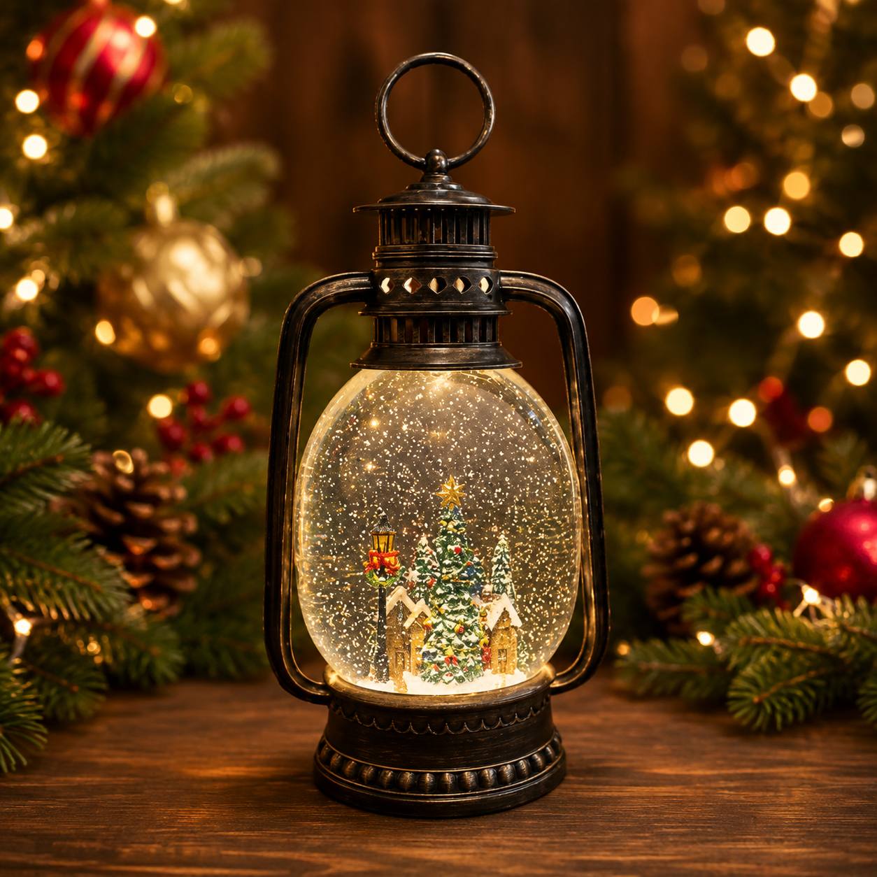 Quinqué Alto Casitas, 40cm · Globos de Nieve · Santa Shop Guatemala