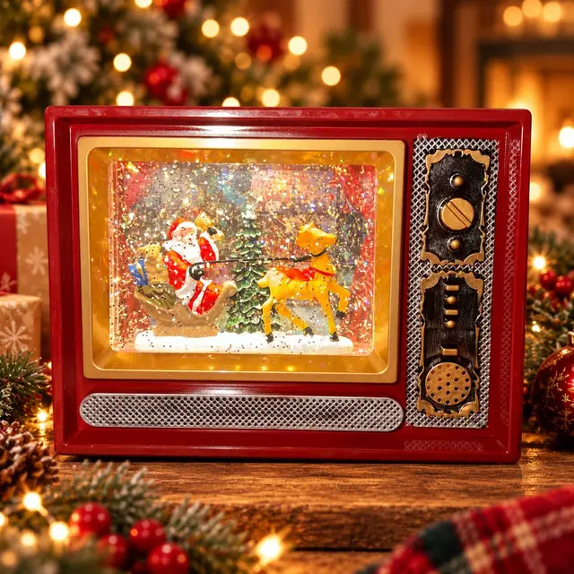 TV Vintage Pequeña - Santa Trineo, 18cm · Globos de Nieve · Santa Shop Guatemala
