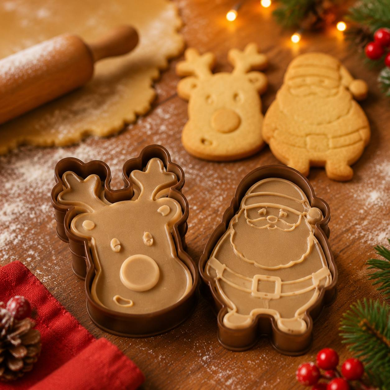 Dúo Moldes - Rudolph y Santa, 8cm · Novedades · Santa Shop Guatemala