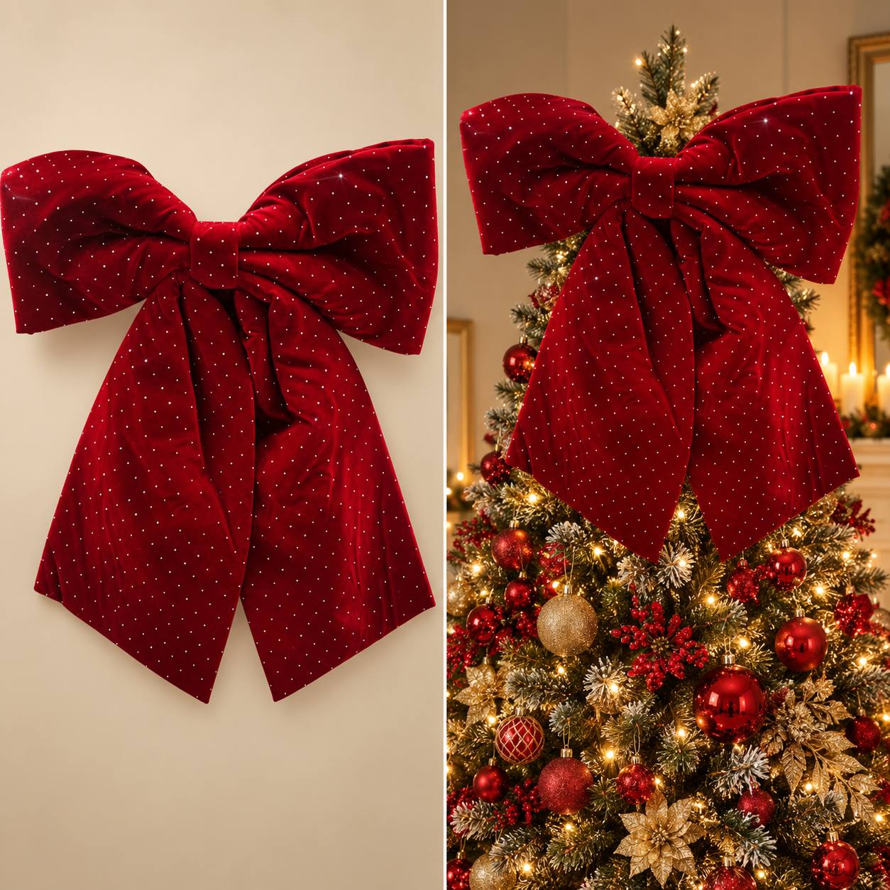 Moña Roja Grande con Brillos, 65cm · Novedades · Santa Shop Guatemala