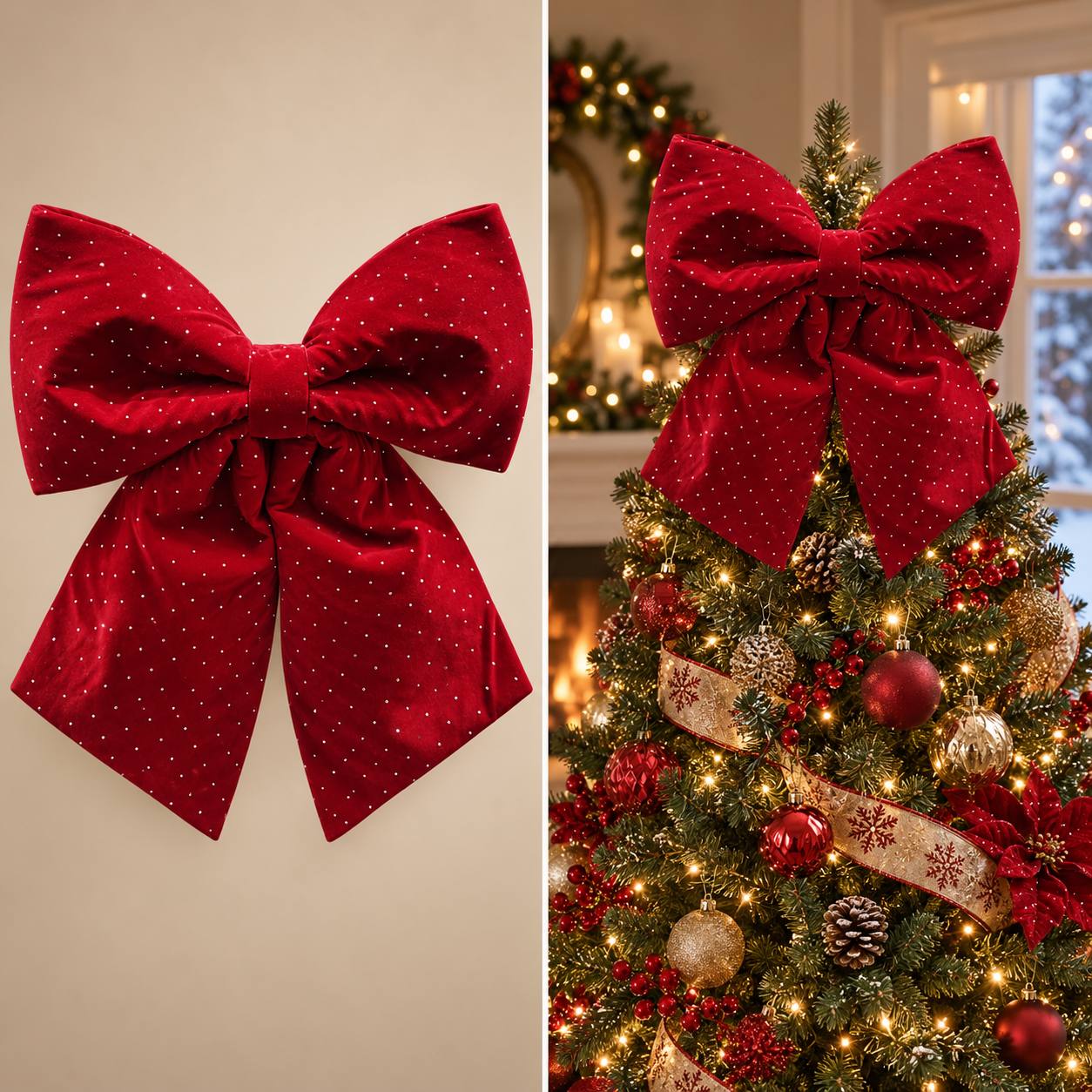 Moña Roja Mediana con Brillos, 45cm · Novedades · Santa Shop Guatemala