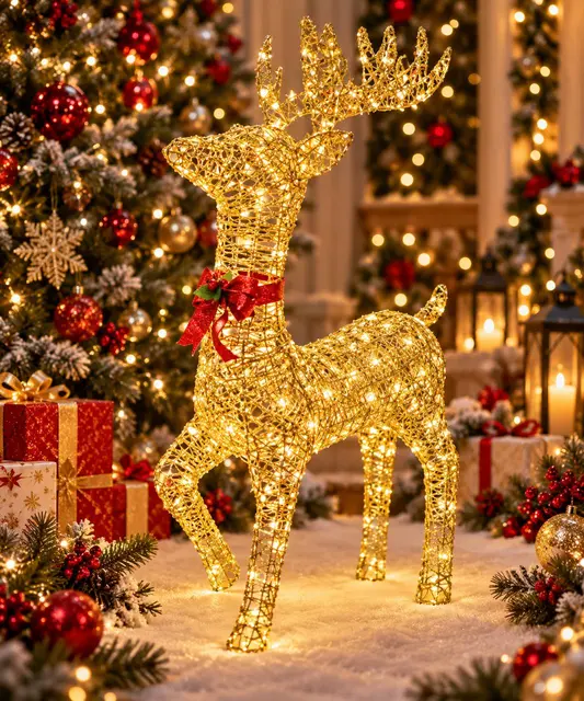 Reno Dorado Alambre Iluminado, 60cm · Novedades · Santa Shop Guatemala