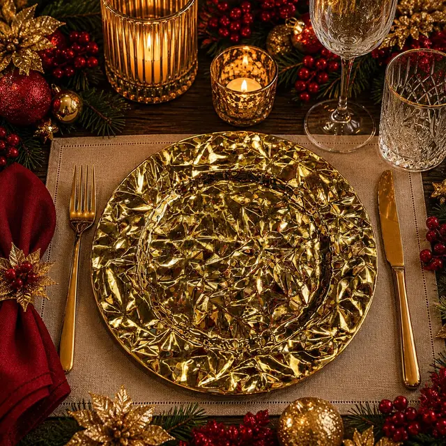 Baja Plato Arrugado Dorado, 33cm · Platos y Mesa · Santa Shop Guatemala
