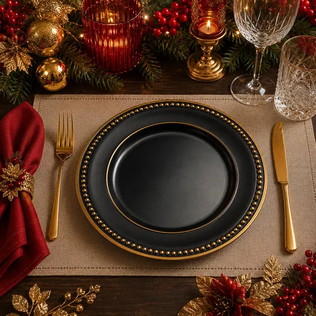 Baja Plato Azul Oscuro, 33cm · Platos y Mesa · Santa Shop Guatemala