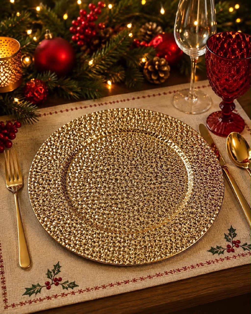 Baja Plato Dorado Clásico con Textura · Platos y Mesa · Santa Shop Guatemala