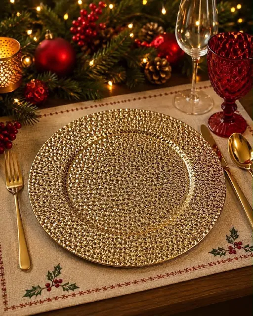 Baja Plato Dorado Clásico con Textura · Platos y Mesa · Santa Shop Guatemala