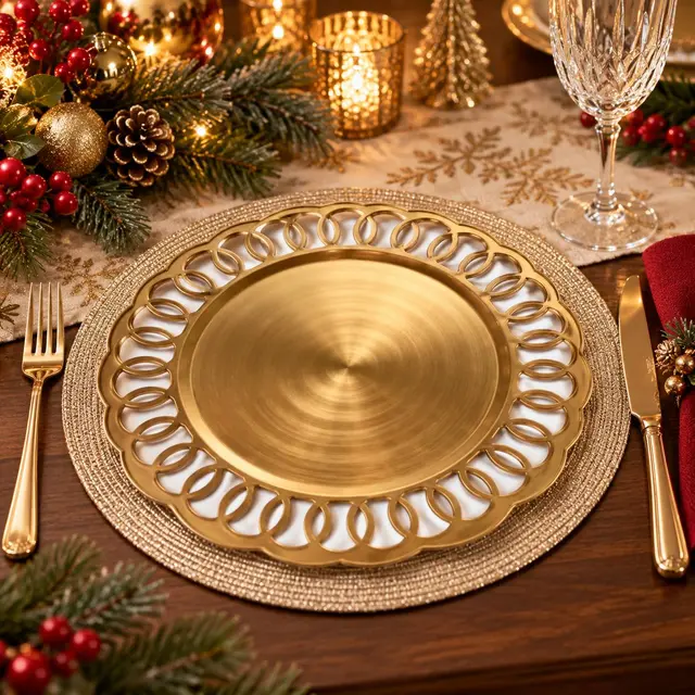 Baja Plato Dorado Colochos, 38cm · Platos y Mesa · Santa Shop Guatemala