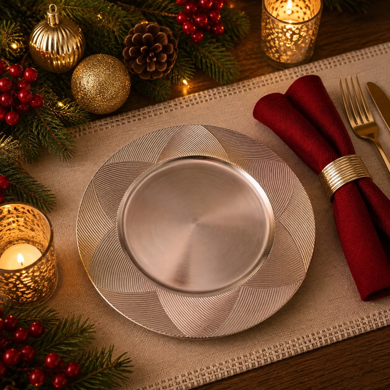Baja Plato Dorado/Plateado · Platos y Mesa · Santa Shop Guatemala