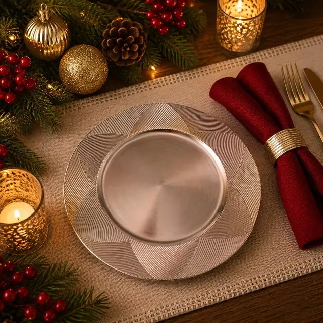 Baja Plato Dorado/Plateado · Platos y Mesa · Santa Shop Guatemala