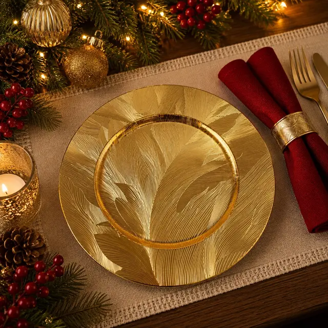 Baja Plato Hoja Dorada · Platos y Mesa · Santa Shop Guatemala