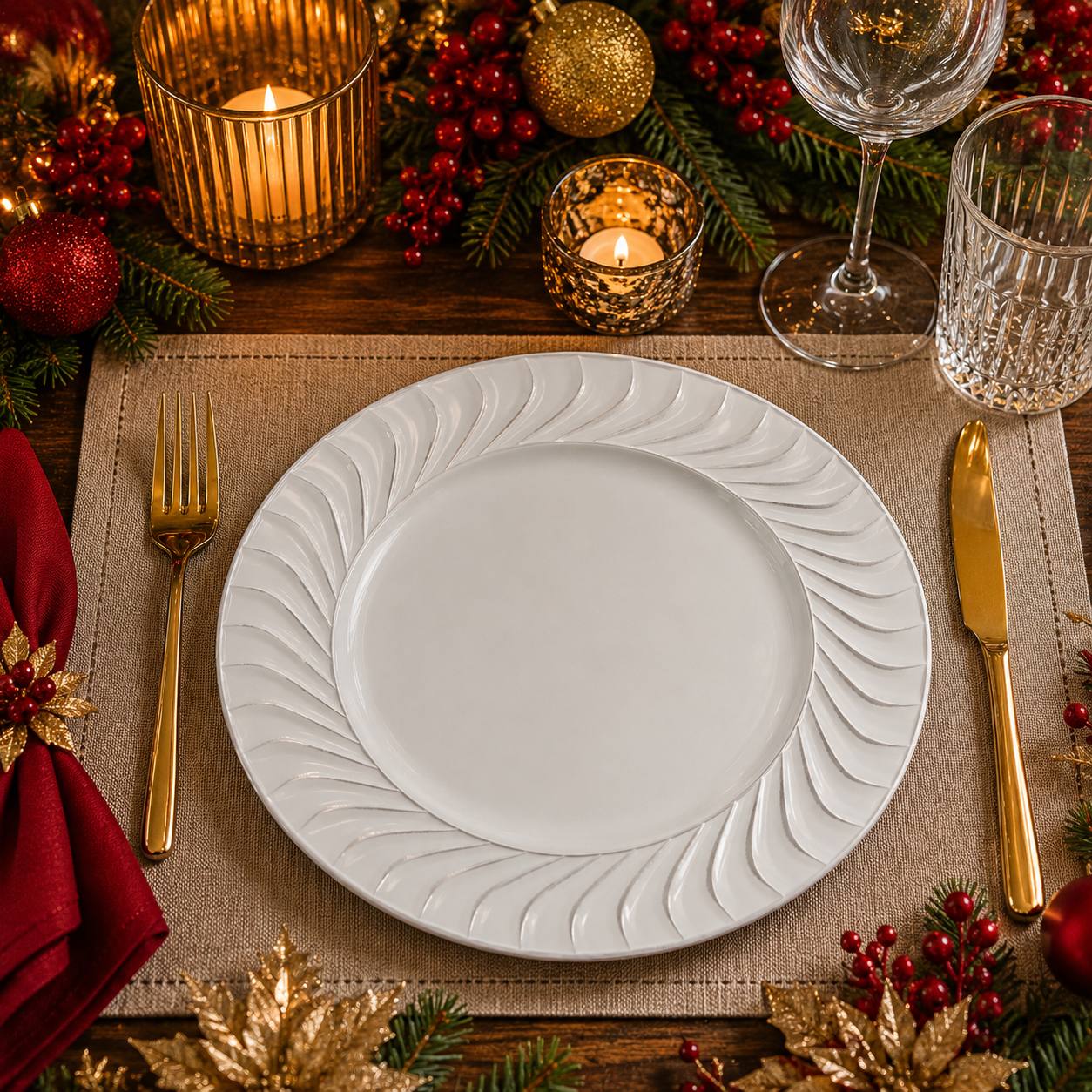 Baja Platos Blanco Olas, 33cm · Platos y Mesa · Santa Shop Guatemala