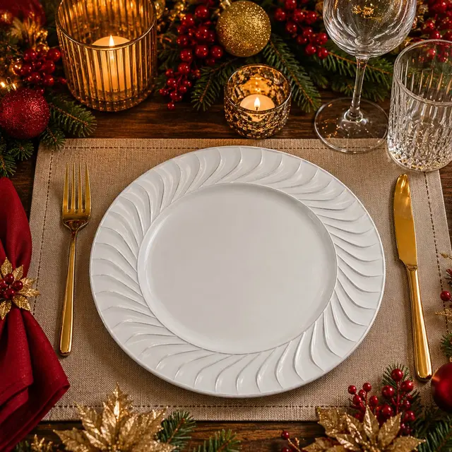 Baja Platos Blanco Olas, 33cm · Platos y Mesa · Santa Shop Guatemala