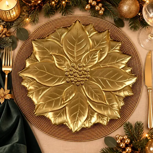 Baja Platos Pascua Vidrio Dorado, 32cm · Platos y Mesa · Santa Shop Guatemala