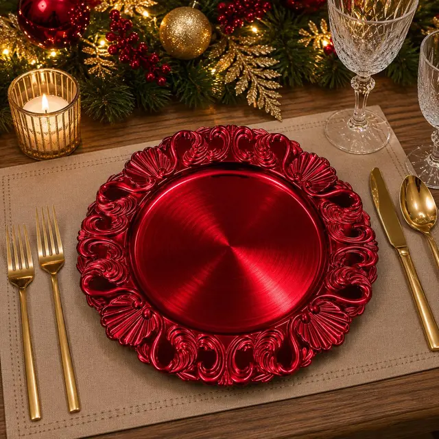 Baja Platos Rojo Concha, 33cm · Platos y Mesa · Santa Shop Guatemala