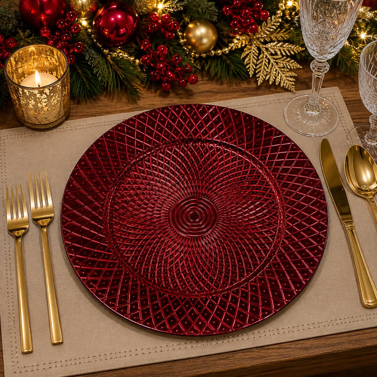 Baja Platos Rojo Flor, 33cm · Platos y Mesa · Santa Shop Guatemala