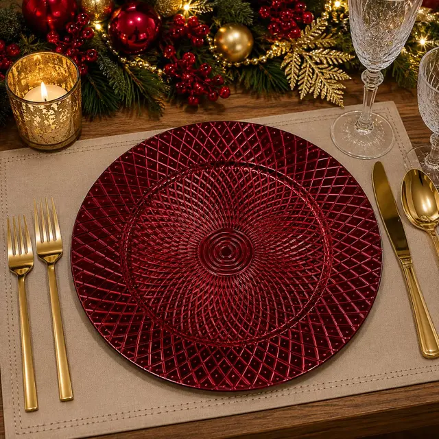 Baja Platos Rojo Flor, 33cm · Platos y Mesa · Santa Shop Guatemala