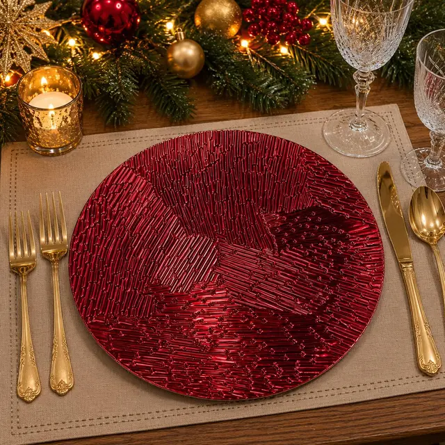 Baja Platos Rojo Palitos, 33cm · Platos y Mesa · Santa Shop Guatemala