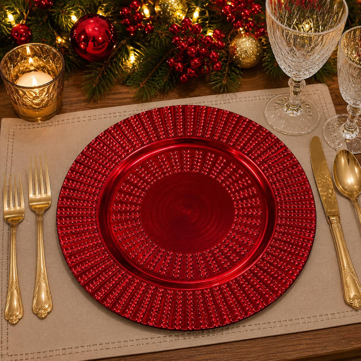 Baja Platos Rojo Puntos, 33cm · Platos y Mesa · Santa Shop Guatemala