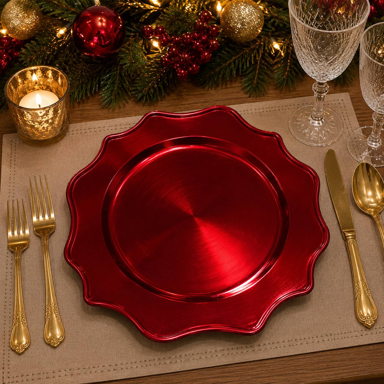 Baja Platos Rojo Simple, 33cm · Platos y Mesa · Santa Shop Guatemala