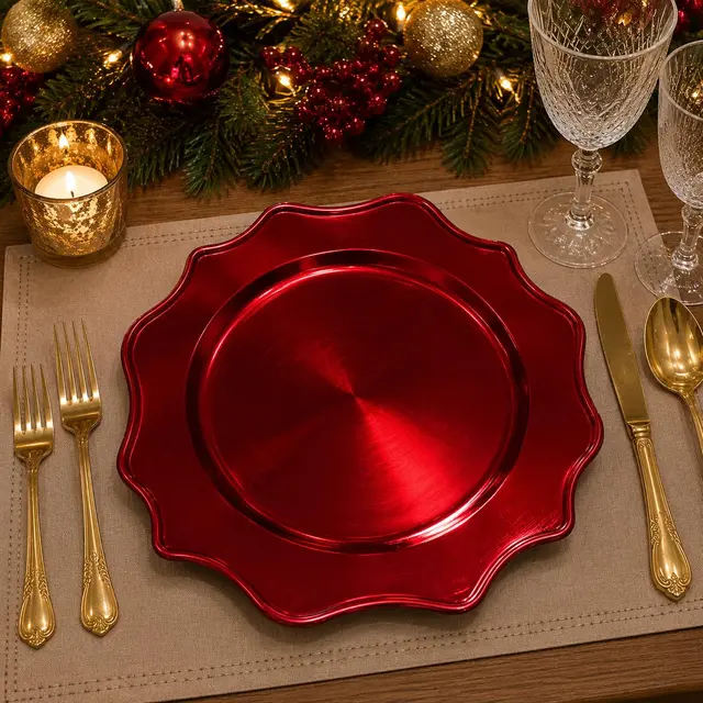 Baja Platos Rojo Simple, 33cm · Platos y Mesa · Santa Shop Guatemala