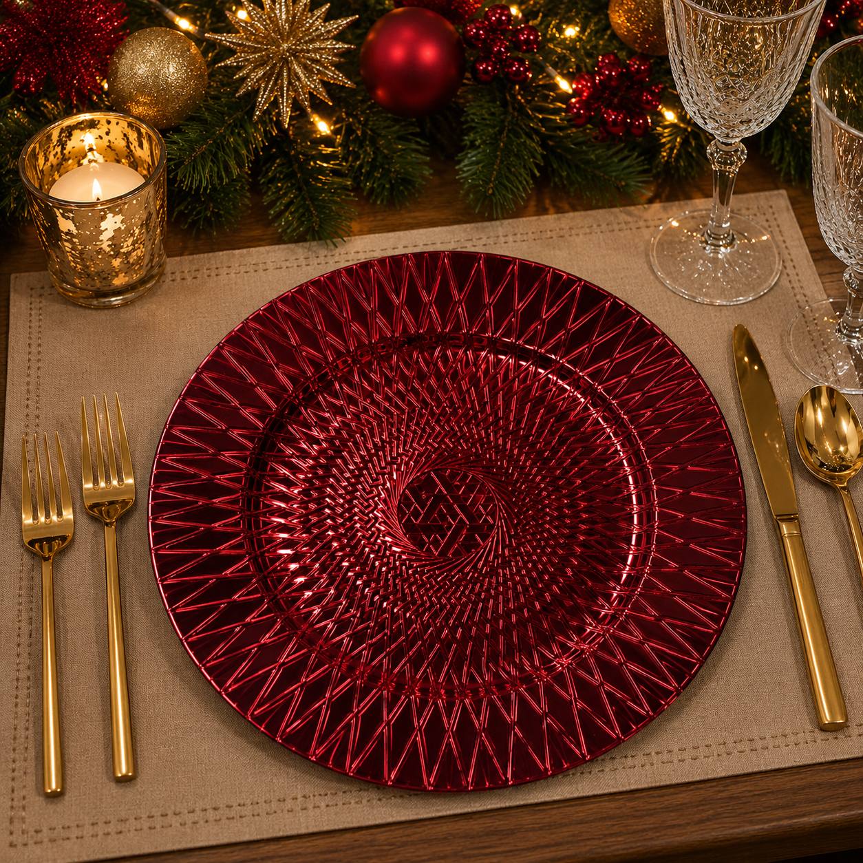 Baja Platos Rojo Zig Zag, 33cm · Platos y Mesa · Santa Shop Guatemala