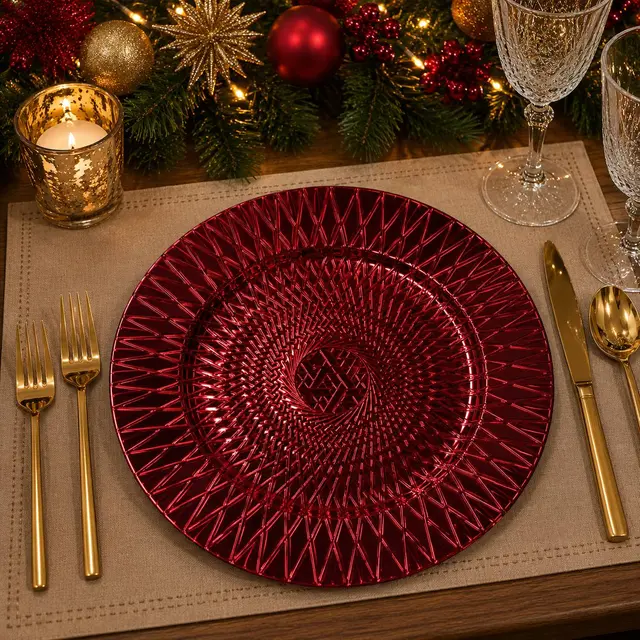 Baja Platos Rojo Zig Zag, 33cm · Platos y Mesa · Santa Shop Guatemala