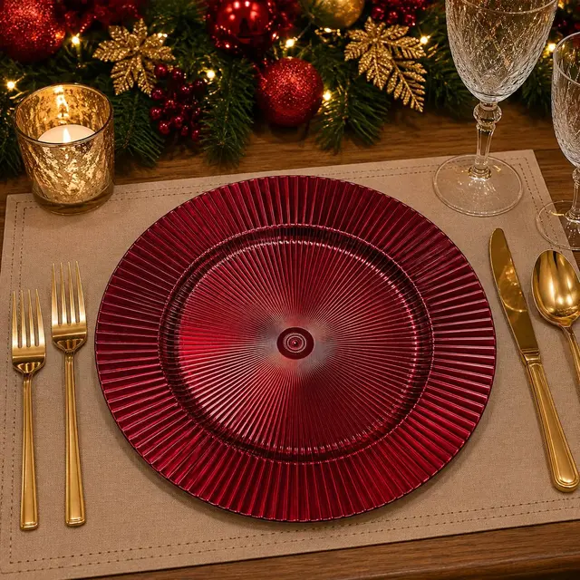 Baja Platos Rojon Asterisco, 33cm · Platos y Mesa · Santa Shop Guatemala