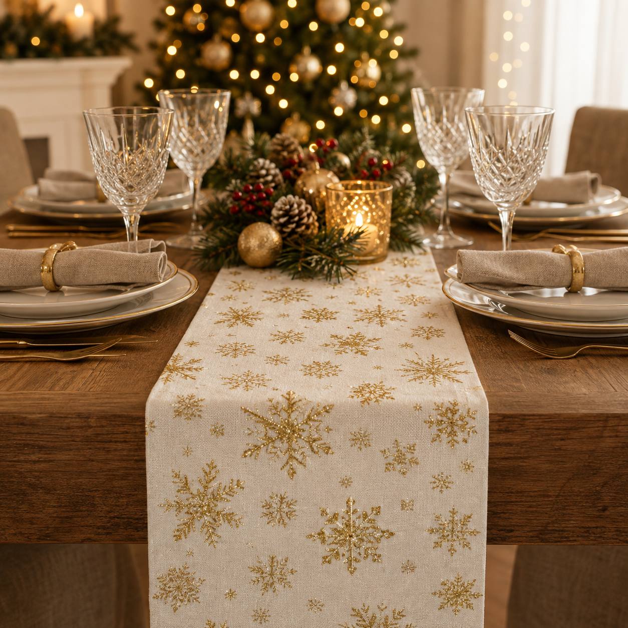Camino de mesa navideño blanco, 220cm · Platos y Mesa · Santa Shop Guatemala