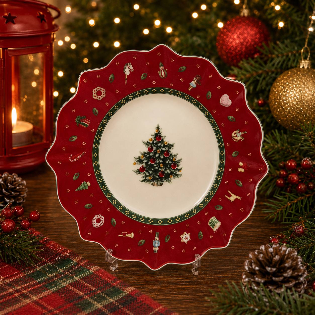 Plato borde rojo, 10plg · Platos y Mesa · Santa Shop Guatemala