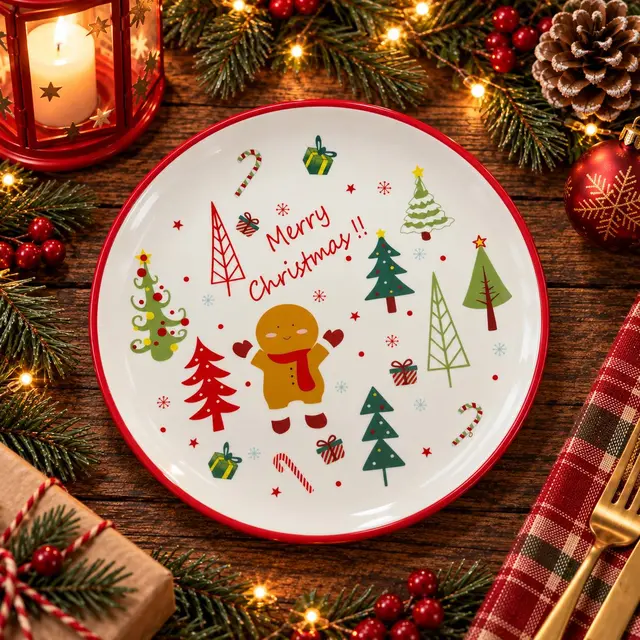 Plato navideño ginger, 28cm · Platos y Mesa · Santa Shop Guatemala
