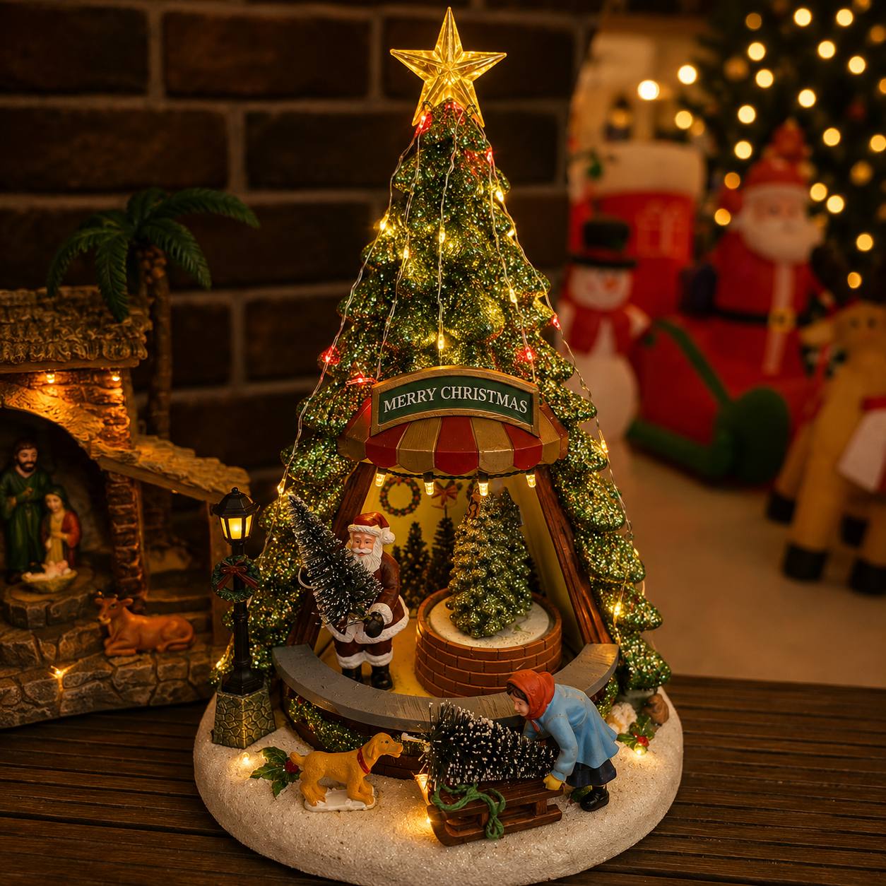 Árbol con Santa en Medio, 30cm · Villas Navideñas · Santa Shop Guatemala