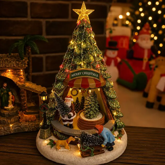 Árbol con Santa en Medio, 30cm · Villas Navideñas · Santa Shop Guatemala