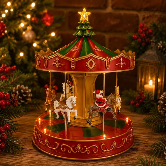 Carrusel Pequeño Rojo, 30cm · Villas Navideñas · Santa Shop Guatemala